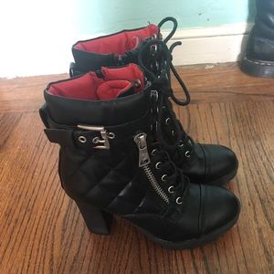 G by Guess Lace-Up Black Boot Heels